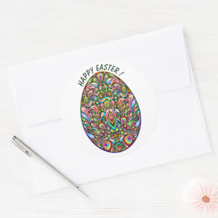 Psychedelisch ontwerp Pasen ei kids biologisch T-s Ronde Sticker