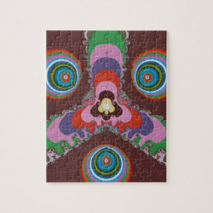 Psychedelisch patroon retro kunst uit de jaren 70 legpuzzel