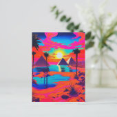 Psychedelisch Poster Kunst Egyptisch Landschap Briefkaart (Staand voorkant)
