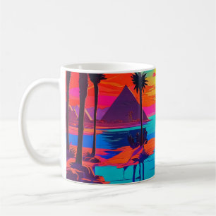 Psychedelisch Poster Kunst Egyptisch Landschap Koffiemok