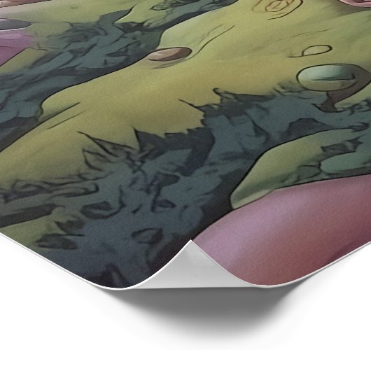 Psychedelisch Poster met een fantastisch landschap (Hoek)