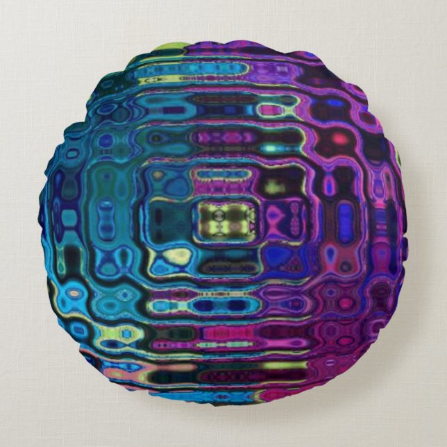 Psychedelisch ripple-effect  rond kussen (Voorkant)
