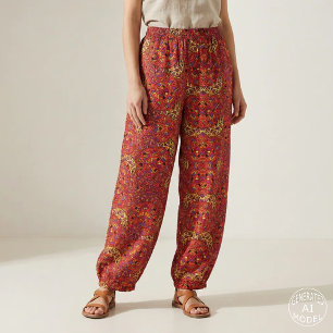 Psychedelisch rood gouden Keltische knoop geometri Stof