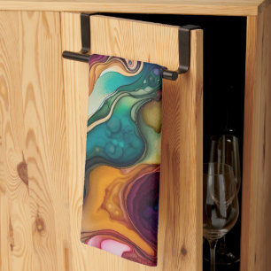 Psychedelisch surrealistisch Waterverf patroon Theedoek