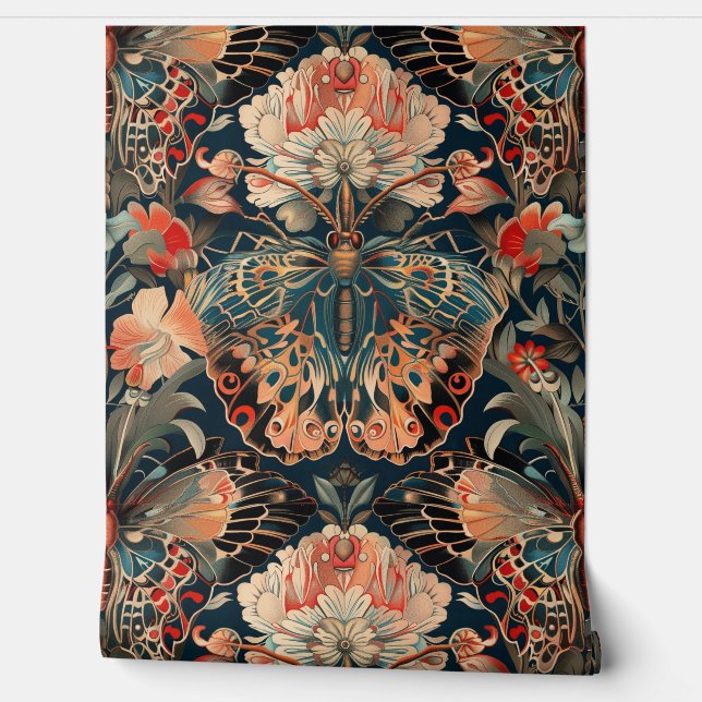 Psychedelisch vliegtapijt botanisch behang (Afrollen)