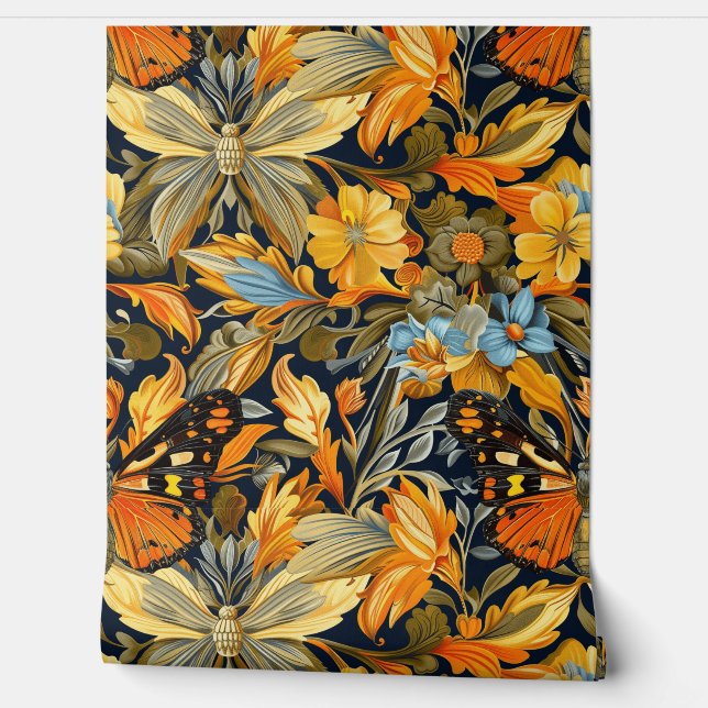 Psychedelisch vliegtapijt botanisch behang (Afrollen)