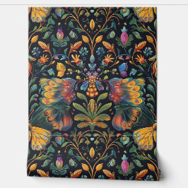 Psychedelisch vliegtapijt botanisch behang