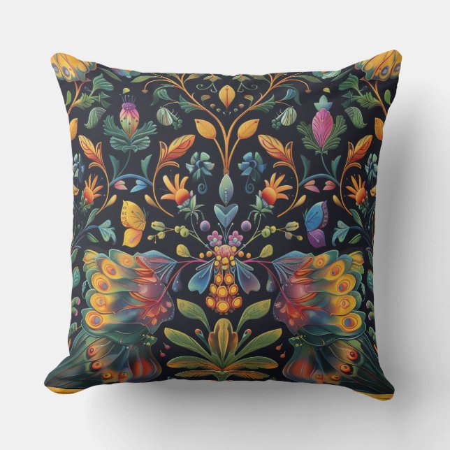 Psychedelisch vliegtapijt botanisch kussen (Voorkant)