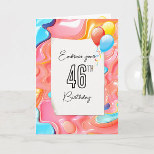 Psychedelische 3D-abstract voor 46e verjaardag Kaart