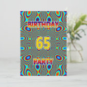 Psychedelische 65e verjaardag uitnodiging (Staand voorkant)
