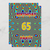 Psychedelische 65e verjaardag uitnodiging (Voorkant / Achterkant)