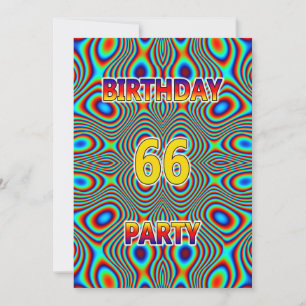 Psychedelische 66e verjaardag uitnodiging