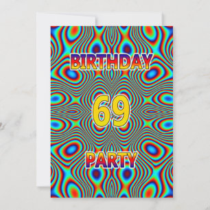 Psychedelische 69ste verjaardag uitnodiging