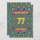 Psychedelische 77e verjaardag uitnodiging (Voorkant / Achterkant)