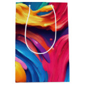 Psychedelische Abstracte kleurrijke verfstreken Medium Cadeauzakje (Voorkant)
