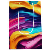 Psychedelische Abstracte kleurrijke verfstreken Medium Cadeauzakje (Achterkant)