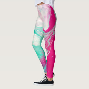 Psychedelische Abstracte Magenta en Aqua levendi Leggings
