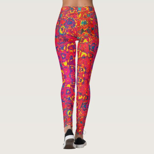 Psychedelische Abstracte Neon Kleurrijk Leggings (Achterkant)
