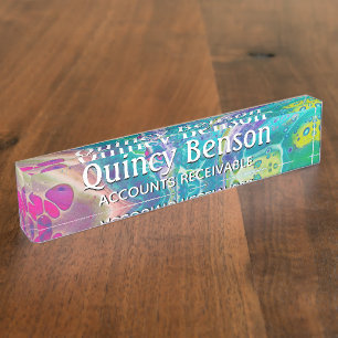 Psychedelische acryldestroomkunstplaat naambordje