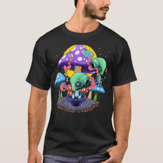Psychedelische Alien Paddenstoel Nostalgie Groovy  T-shirt