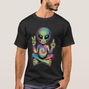 Psychedelische Alien Vredesteken Tie Dye Hippie T-shirt