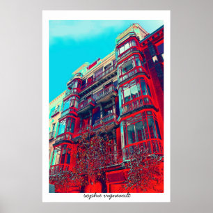 psychedelische architecturaal poster afdrukken