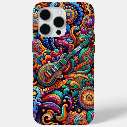 Psychedelische Batik Gitaar Art-Kleurrijke Retro M Case-Mate iPhone Case (Achterkant)