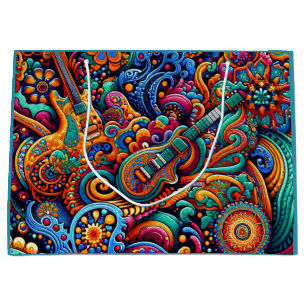 Psychedelische Batik Gitaar Art-Kleurrijke Retro M Groot Cadeauzakje