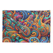 Psychedelische Batik Gitaar Art-Kleurrijke Retro M Kussensloop (Achterkant)
