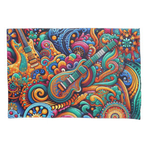 Psychedelische Batik Gitaar Art-Kleurrijke Retro M Kussensloop