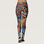 Psychedelische Batik Gitaar Art-Kleurrijke Retro M Leggings (Achterkant)