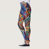 Psychedelische Batik Gitaar Art-Kleurrijke Retro M Leggings (Links)