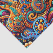 Psychedelische Batik Gitaar Art-Kleurrijke Retro M Tissuepapier (Detail)