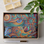 Psychedelische Batik Gitaar Art-Kleurrijke Retro M Tissuepapier (Geschenk)