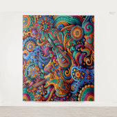 Psychedelische Batik Gitaar Art-Kleurrijke Retro M Wandkleed (Voorkant)