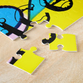 Psychedelische bergen, meer, bomen. Vrede Legpuzzel (Zijkant)