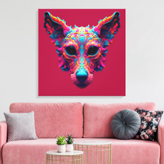 Psychedelische Beste Vriend - Hond Design T-shirt Canvas Afdruk