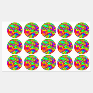 psychedelische bloemen 2 labels