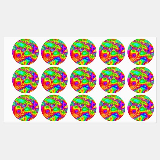 psychedelische bloemen 2 labels (Vel)