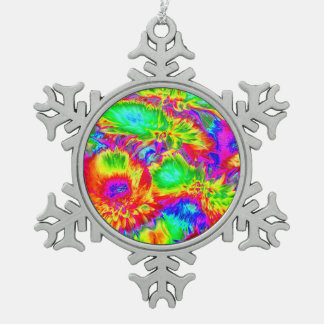 psychedelische bloemen 2 tin sneeuwvlok ornament