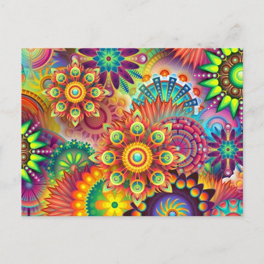 psychedelische bloemen briefkaart (Voorkant)