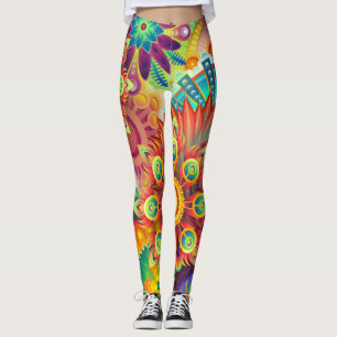 psychedelische bloemen leggings