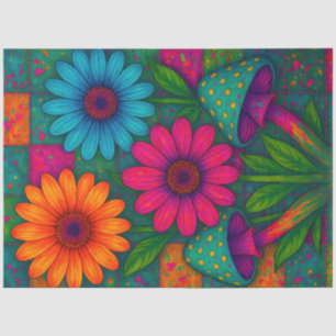 Psychedelische Bloemen & Paddenstoelen Decoupage Tissuepapier