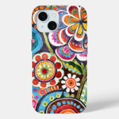 psychedelische bloementuin levendige volkskunst Case-Mate iPhone case (Achterkant)