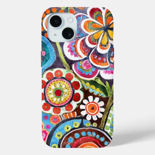 psychedelische bloementuin levendige volkskunst Case-Mate iPhone case (Achterkant)