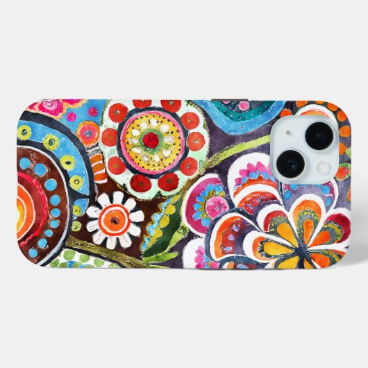 psychedelische bloementuin levendige volkskunst Case-Mate iPhone case (Achterkant (horizontaal))