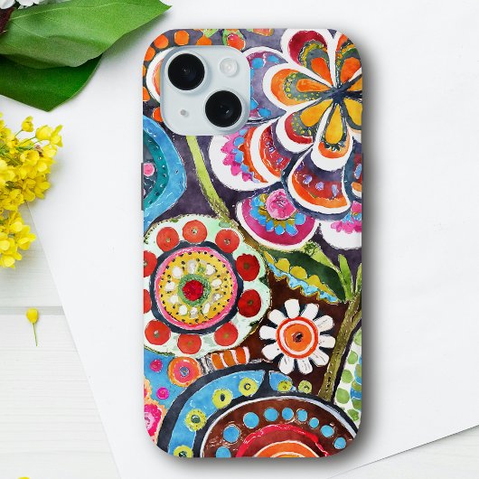 psychedelische bloementuin levendige volkskunst Case-Mate iPhone case