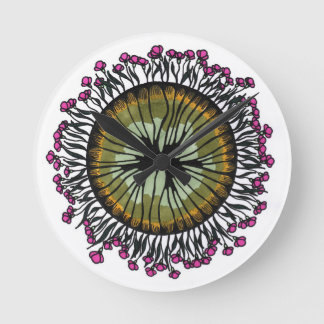 Psychedelische bloemige mandala oog wandklok | Tri Ronde Klok