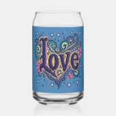 Psychedelische Boho Love Lettering met Bloemen Acc Blikvorm Glas (Voorkant)