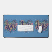 Psychedelische Boho Love Lettering met Bloemen Acc Bureaumat (Keyboard & Muis)